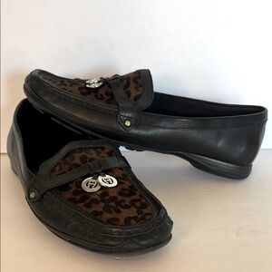 ETIENNE AIGNER Leopard Print Fur Loafers with Metal‎ Embellishment Womens 8